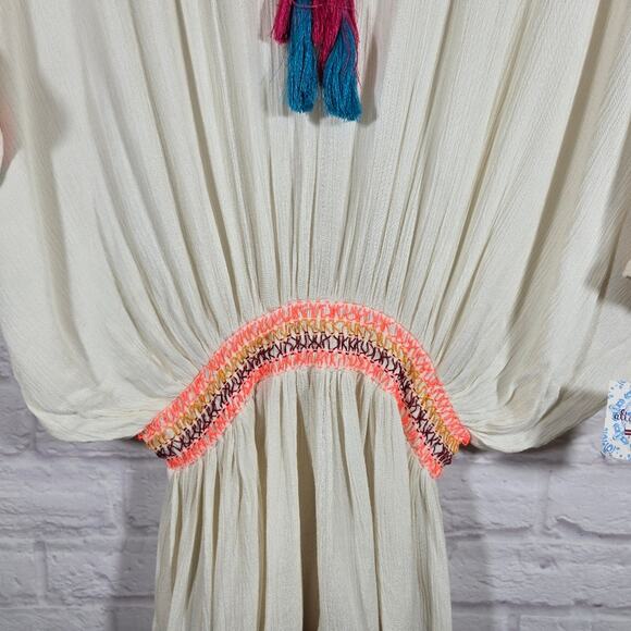 R Altar'd State Boho Embroidered Cream Cover Up Tunic Colorful NWT Womens Size S - Picture 4 of 9